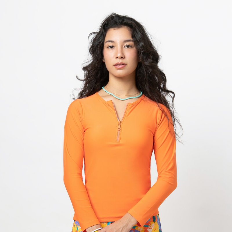 SOLID NECTARINE ZIPPY RASHGUARD - 女泳衣/比基尼 - 其他材質 