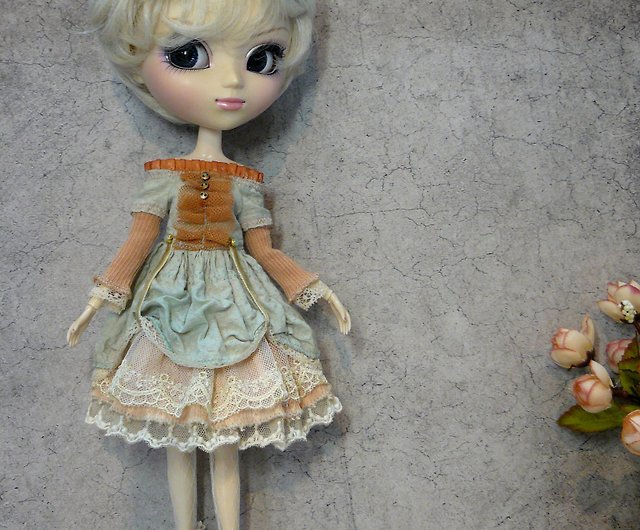 Blythe clothes Pullip dress green Pullip clothes Blythe outfit Blythe dress green leaves Pullip outfit