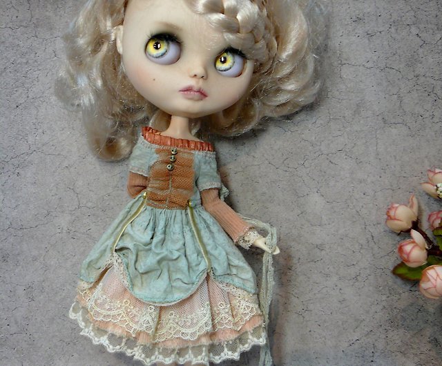 Blythe clothes Pullip dress green Pullip clothes Blythe outfit Blythe dress green leaves Pullip outfit