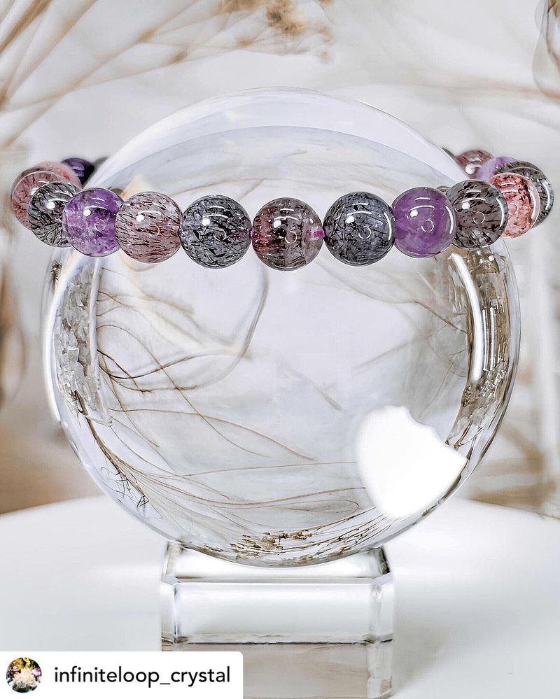 【Super 7】Natural Super Seven Quartz Bracelet - สร้อยข้อมือ - คริสตัล หลากหลายสี