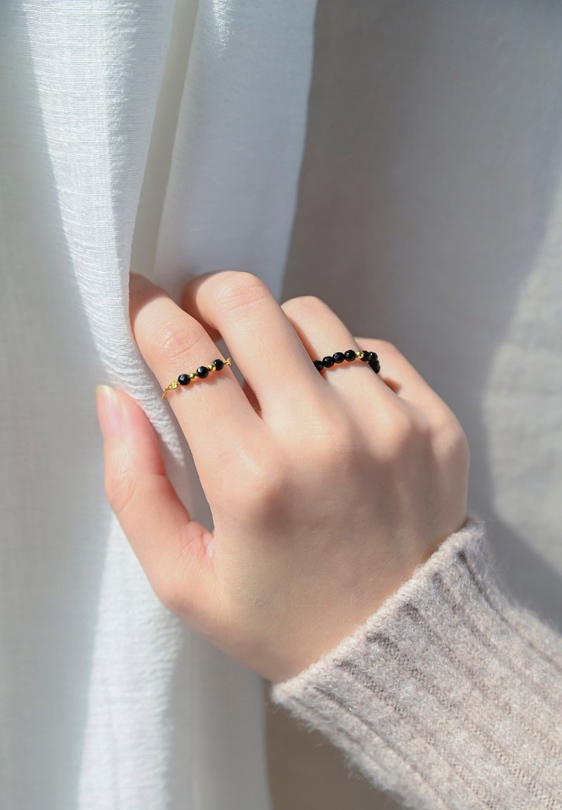 黑瑪瑙 鍊戒 串珠戒指 / JIEGEM 姊的珠寶 - 戒指 - 半寶石 黑色