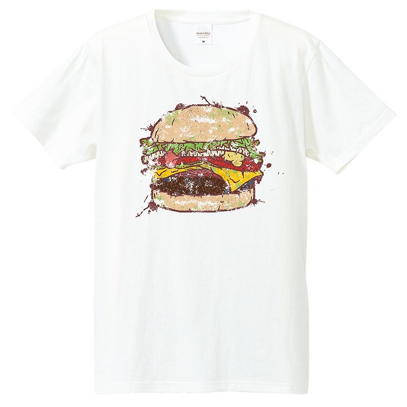 T-shirt / Damage Burger - 男 T 恤 - 棉．麻 白色