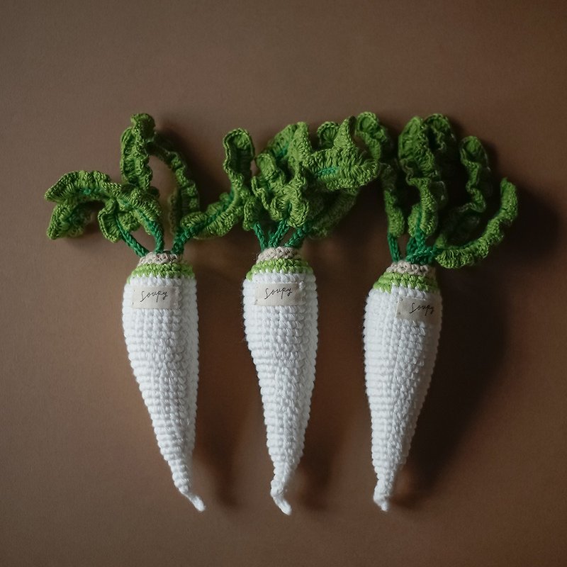 Pure cotton hand-knitted white radish - ของเล่นเด็ก - ผ้าฝ้าย/ผ้าลินิน 