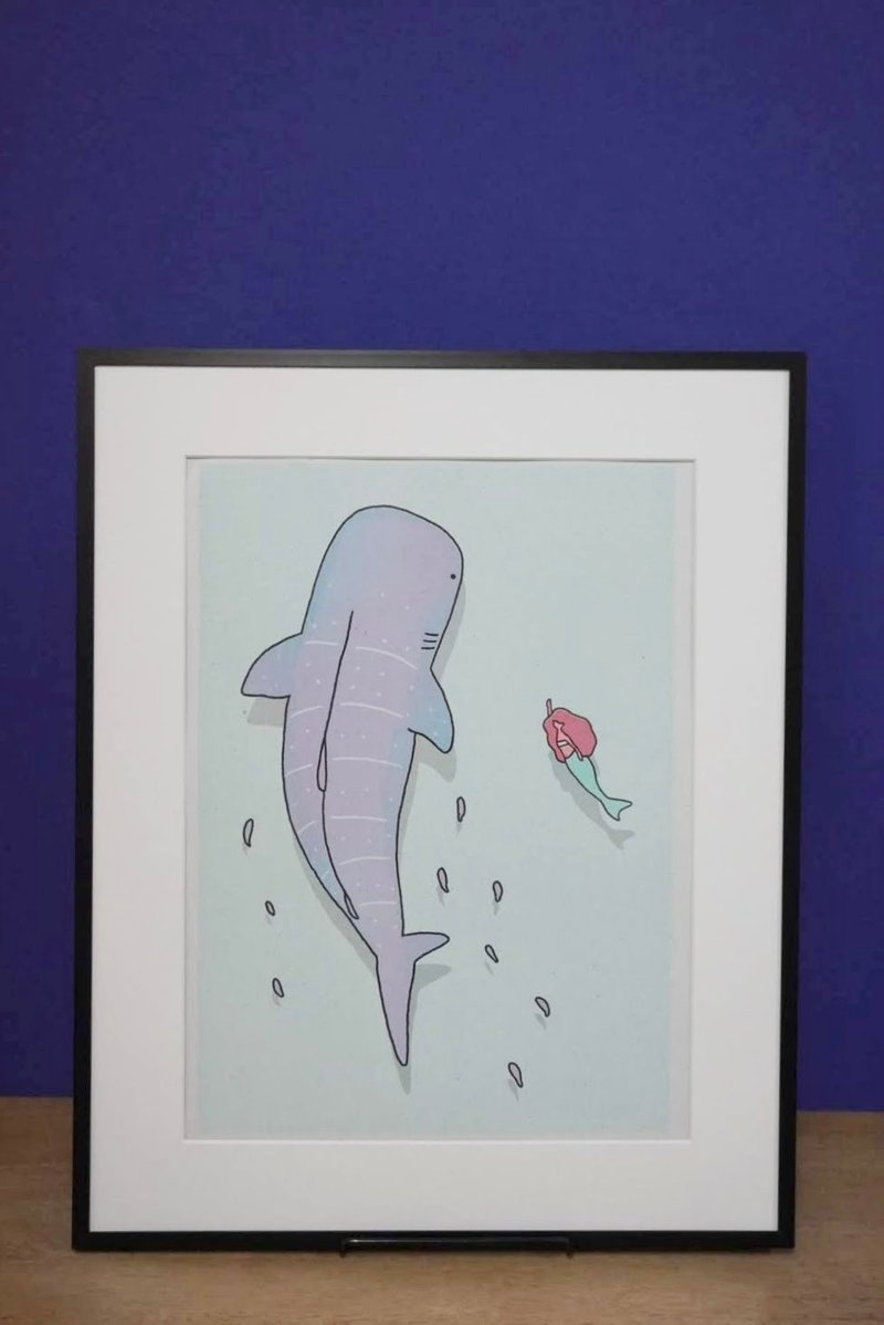 Risograph poster A3 size Whale shark - โปสเตอร์ - กระดาษ 