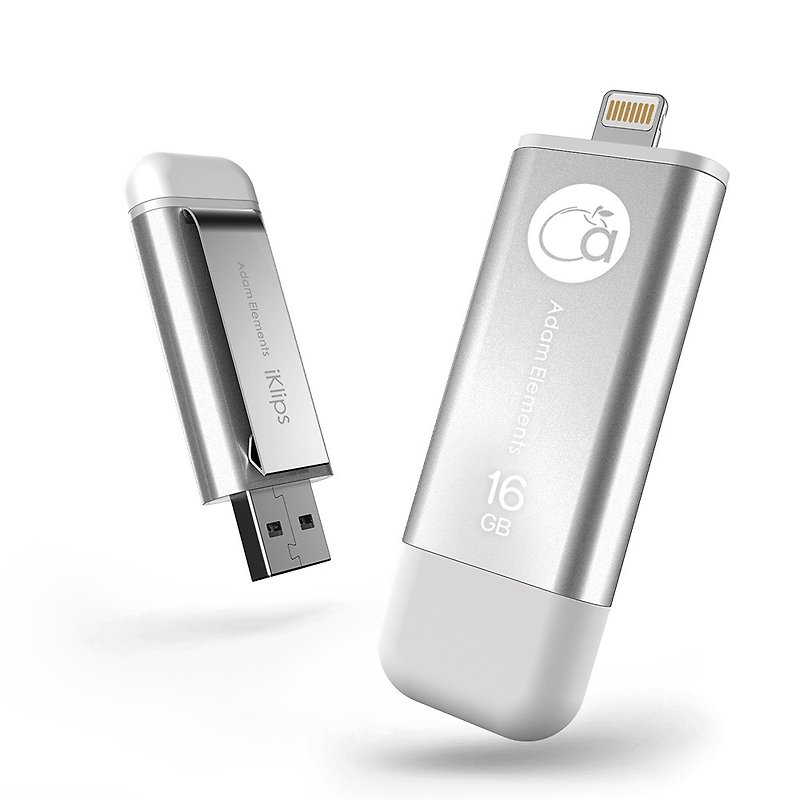 【福祉】iKlips 16GB Apple iOS USB3.1双方向フラッシュドライブシルバー - USBメモリー - 金属 シルバー