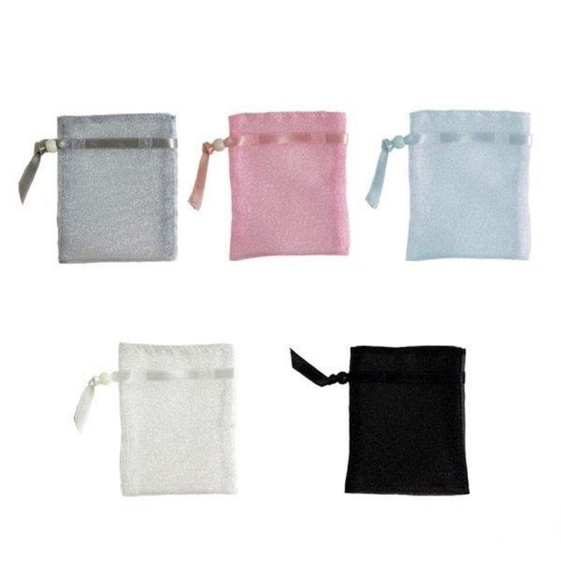 Organza pouch drawstring S size 50 pieces OEM possible 5color - กล่องเก็บของ - เส้นใยสังเคราะห์ ขาว