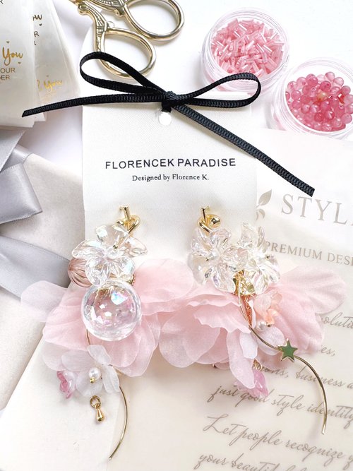 FIRENTIANO フラワードロップネックレスとイヤリングセット FIRENTIANO フラワードロップネックレストイヤリングセット