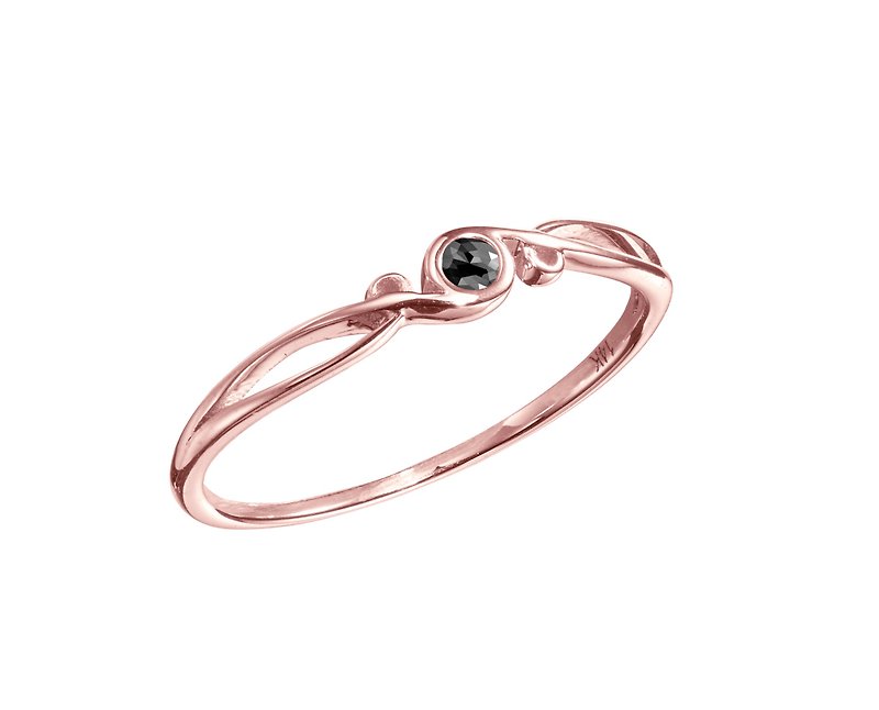 Black Diamond Engagement Ring, Black Diamond Promise Ring for Her, Bezel Set - แหวนทั่วไป - เพชร สีดำ