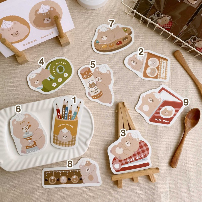 Cream rat sticker three generations / 9 patterns / waterproof sticker - สติกเกอร์ - กระดาษ สีนำ้ตาล