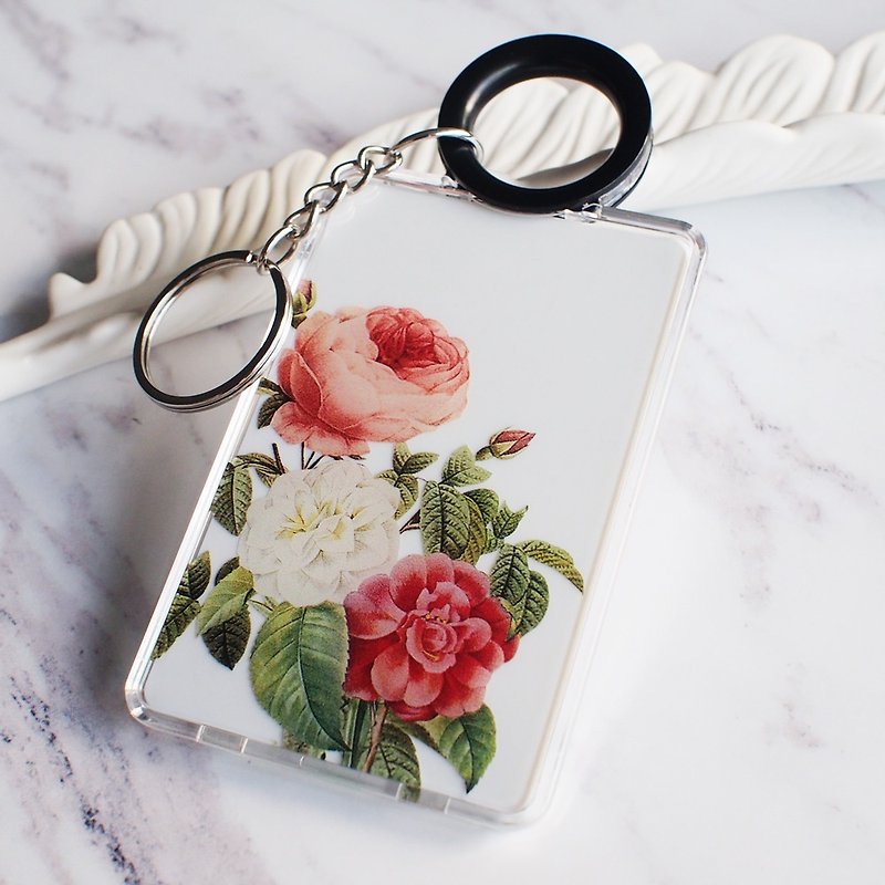 Peony and English Rose - Cardholder - ID & Badge Holders - Plastic Red