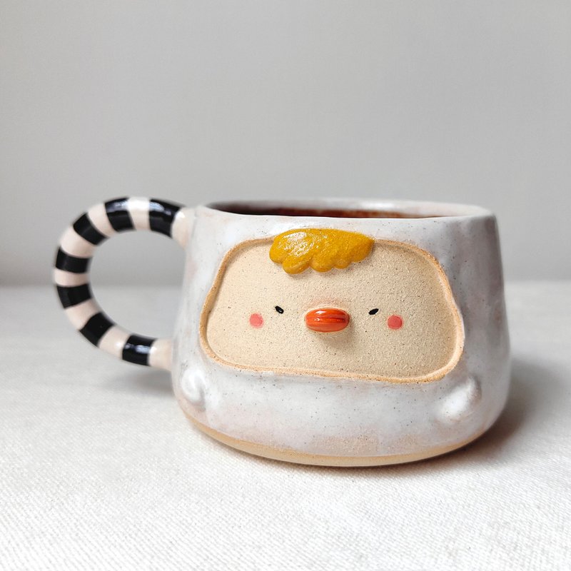 White ducky cup. Handmade ceramic cup. coffee cup, tea cup. - 咖啡杯/馬克杯 - 陶 