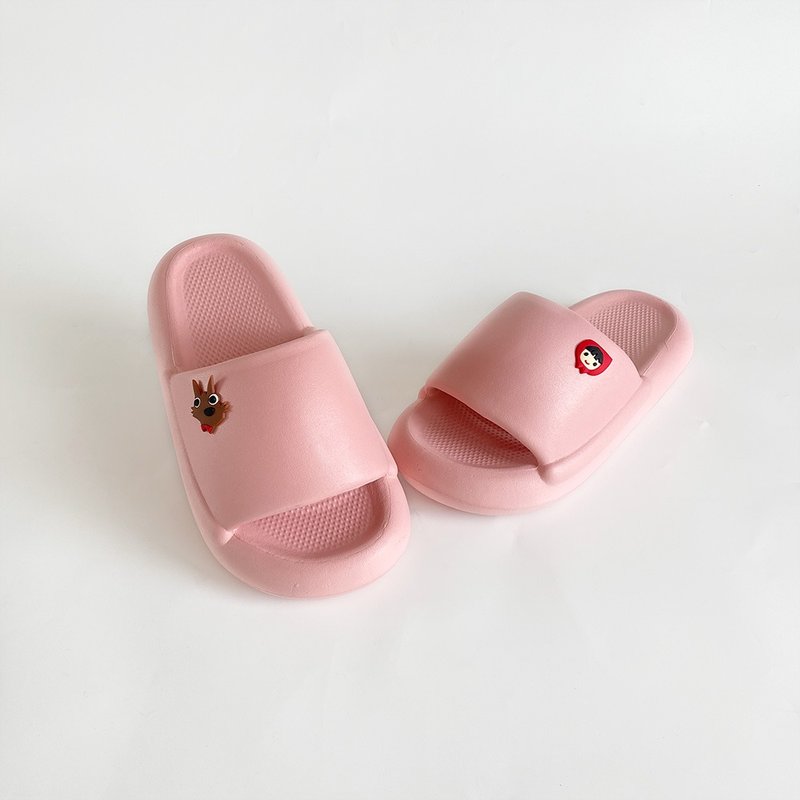 【零碼】饅頭厚底拖鞋 防水鞋 小紅帽與大野狼 - 拖鞋 - 防水材質 粉紅色