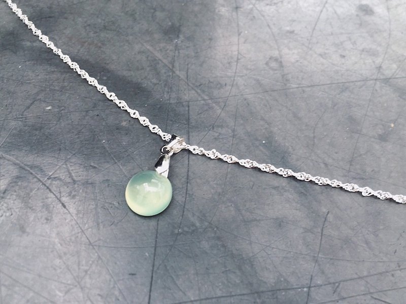 (Ofelia.) Natural stone series. Natural grape stone sterling silver necklace (only one) (J120.Pan) - Necklaces - Gemstone Green