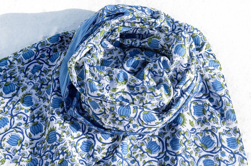 手織りスカーフ織りスカーフ超大型純綿シルクスカーフ手作り木版画印刷工場染色スカーフ木染め綿