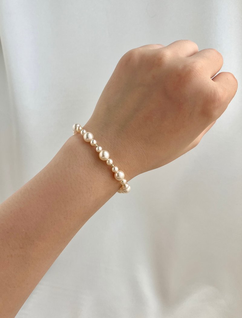 原創設計 akoya珍珠手鏈 珍珠項鍊 18k金球 手鍊項鍊珍珠套裝 - 手鍊/手環 - 珍珠 黃色