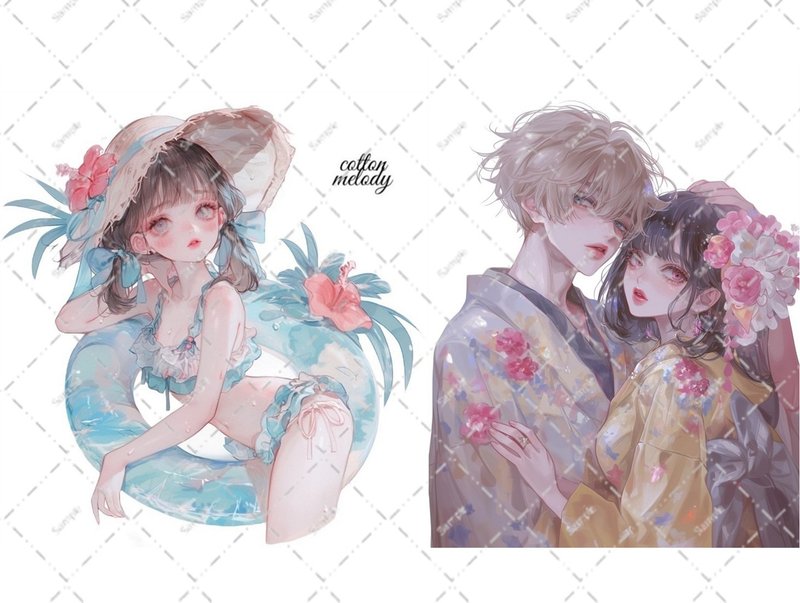 original sticker no.6593 人物ステッカー オリジナルステッカー 人物ステッカー 女の子ステッカー オリジナル人物ステッカー - 貼紙 - 紙 