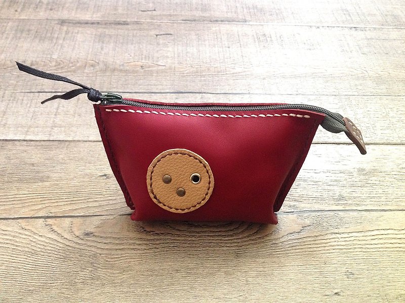 POPO│ burgundy │ cow leather wallets │ - กระเป๋าสตางค์ - หนังแท้ สีแดง