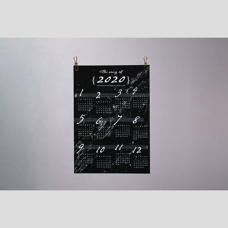 2020年の透明な石の穀物カレンダーの時間の歌-黒黒 - カレンダー - プラスチック 透明
