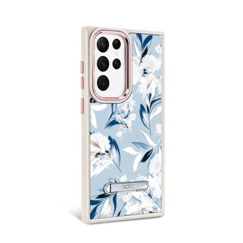 apbs 雅品仕 水晶彩鑽手機殼 Samsung S23系列 軍規防摔鋁合金鏡頭框立架手機殼-蝴蝶蘭