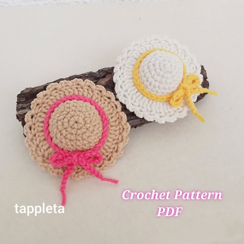 tappleta Mini sun hat crochet pattern, Straw hat crochet pattern pdf