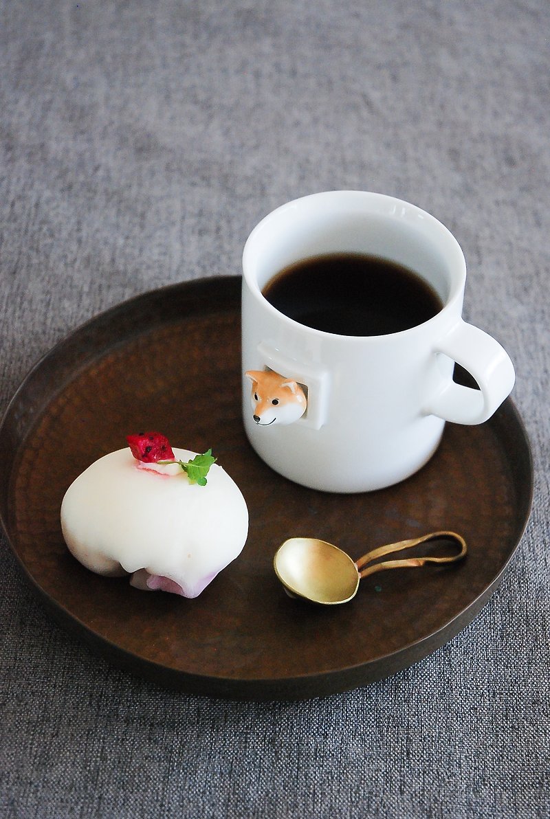 Sanqian Taoshe | Original design card hole Sanchai net red dog Shiba Inu Kotaro mug coffee cup gift - แก้ว - เครื่องลายคราม 