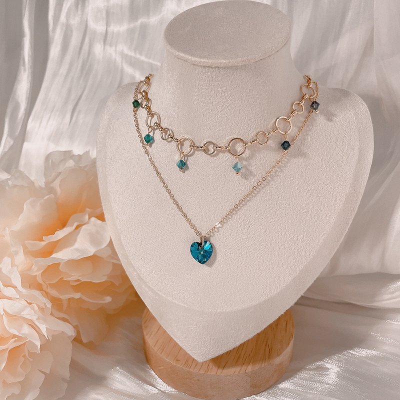 swarovski Heart of the Ocean Double Necklace - สร้อยคอ - คริสตัล สีดำ