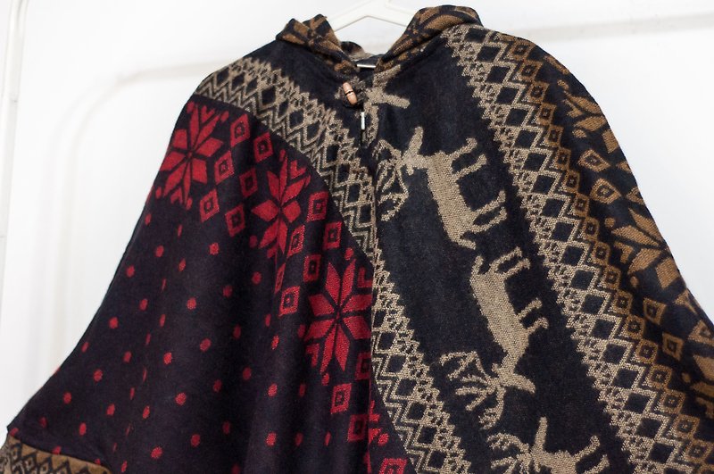 Indian ethnic tassel cloak / Bohemian cloak shawl / wool hooded cloak - magic snow - ผ้าพันคอถัก - ขนแกะ หลากหลายสี