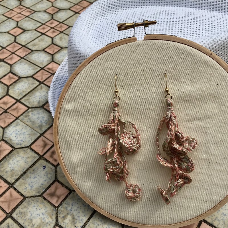 Handmade crochet tassel earrings  |  swirl lollipops - Earrings & Clip-ons - Cotton & Hemp Red