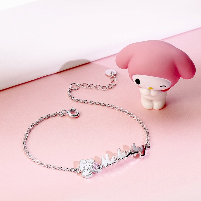 [Customized Gift] My Melody & Me Series-Melody customized letter sterling silver bracelet - สร้อยข้อมือ - เงินแท้ สีเงิน