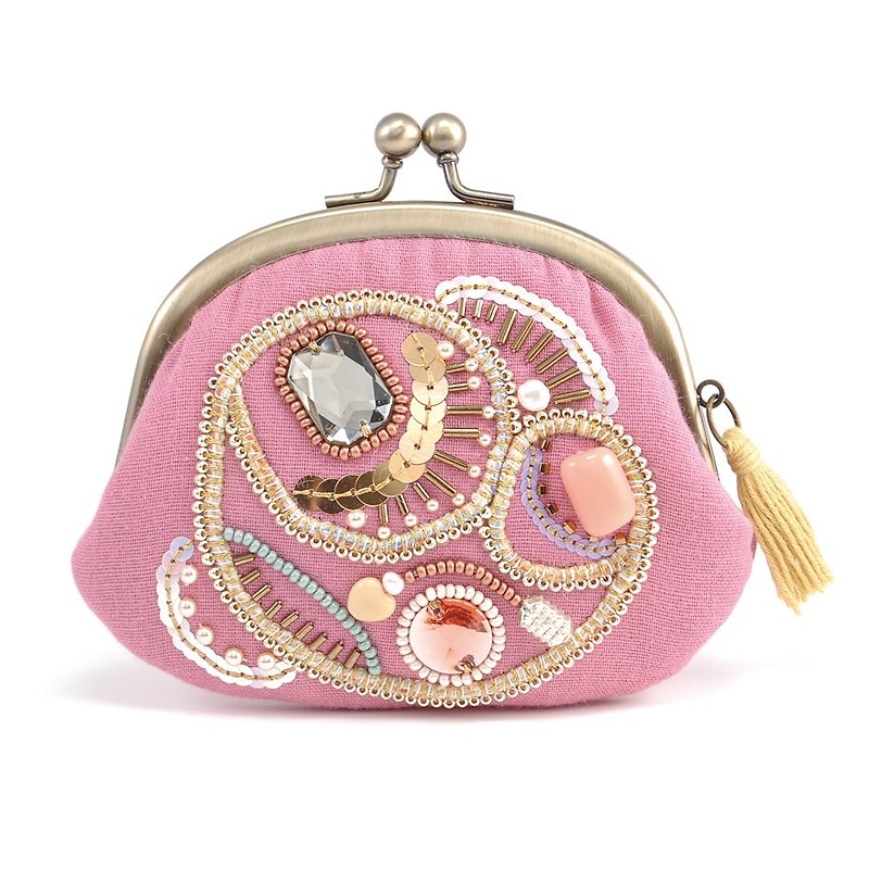 A wide opening tiny purse, coin purse, pill case, gorgeous pink pouch, No,11 - 化妝包/收納袋 - 塑膠 粉紅色
