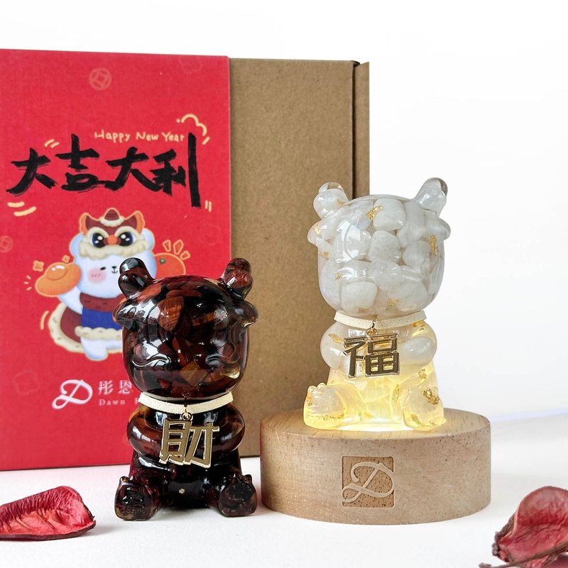 【快速出貨】新春開運龍禮盒 月光石 紅虎眼石 | 新年禮物 賀禮 - 擺飾/家飾品 - 寶石 紅色
