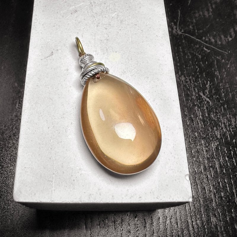 紅兔毛水晶 銅銀製吊墜 - 項鍊 - 半寶石 