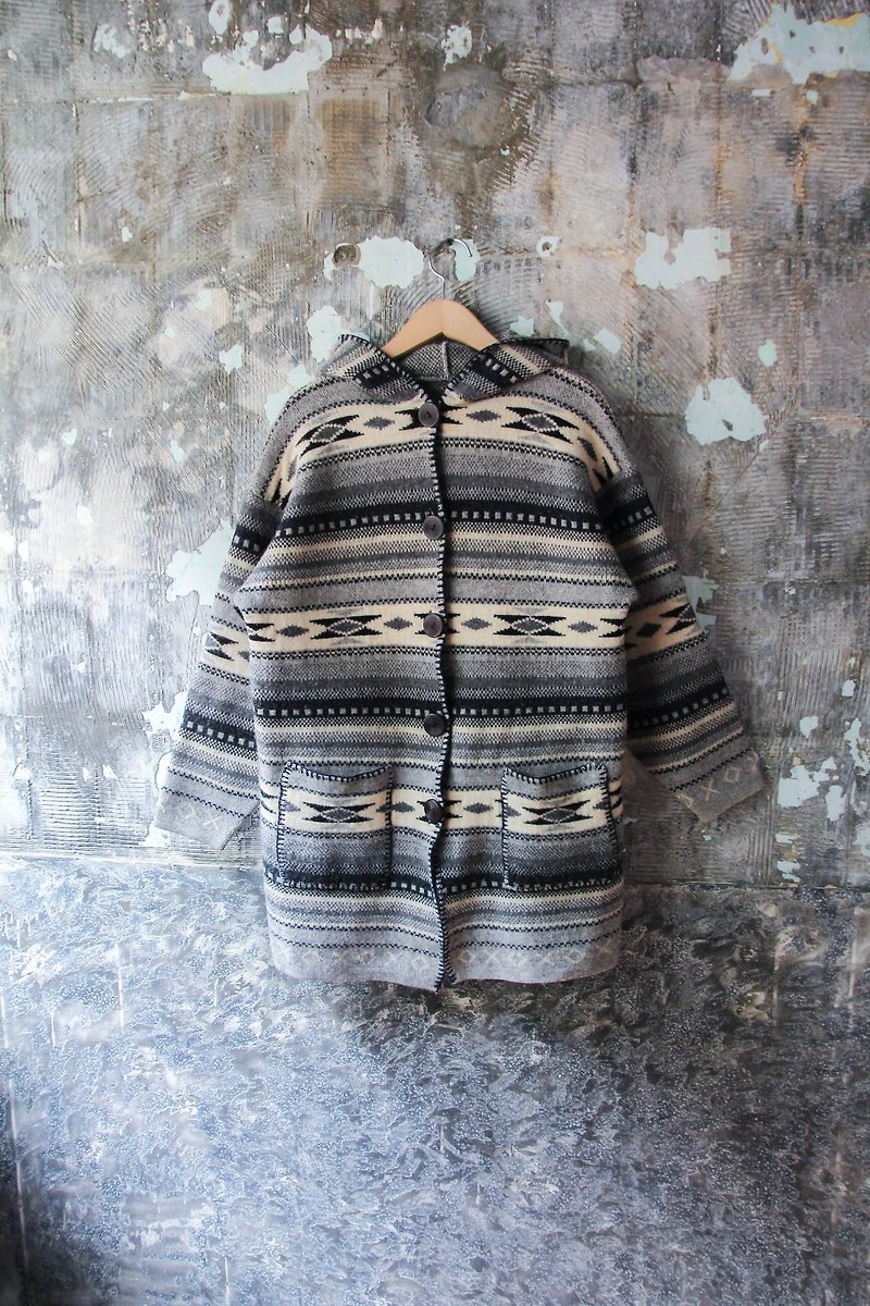 袅袅 department store-Vintage vintage grey hooded sweater coat retro - Women's Casual & Functional Jackets - Other Materials 