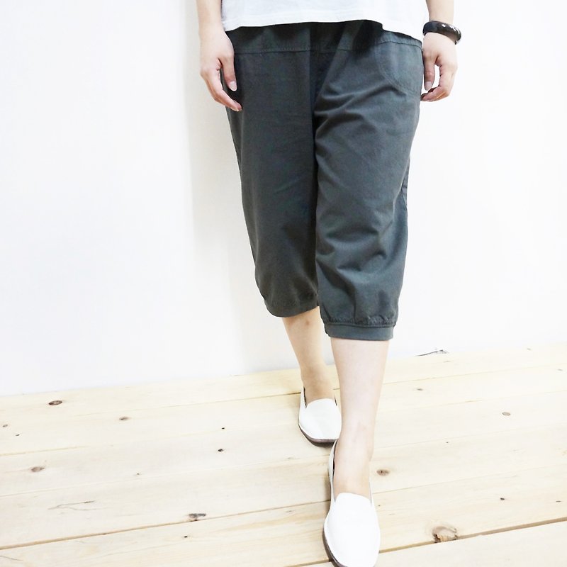 【Qi Wu 8x MIT】 cotton leisure 6 pants (gray) - Women's Pants - Cotton & Hemp Gray