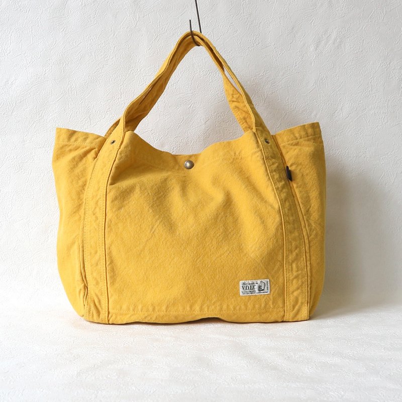 Limited color shoulder tote [Enishida] (VC-25) - กระเป๋าแมสเซนเจอร์ - ผ้าฝ้าย/ผ้าลินิน สีเหลือง