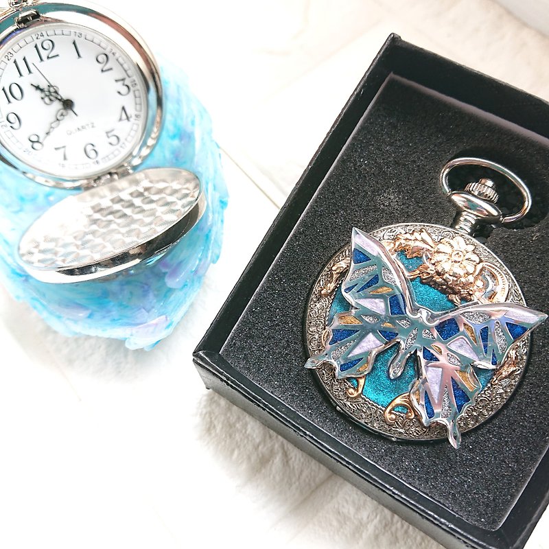 PocketWatch【Butterfly blessing】 - นาฬิกา - เรซิน สีน้ำเงิน