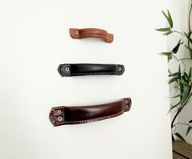 Leather Door Handle Drawer Pulls, Leather Cabinet Hardware