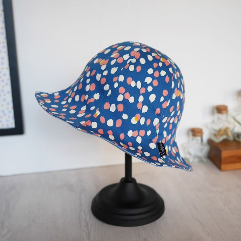 Color little six-sided hat - blue - หมวก - ผ้าฝ้าย/ผ้าลินิน สีน้ำเงิน
