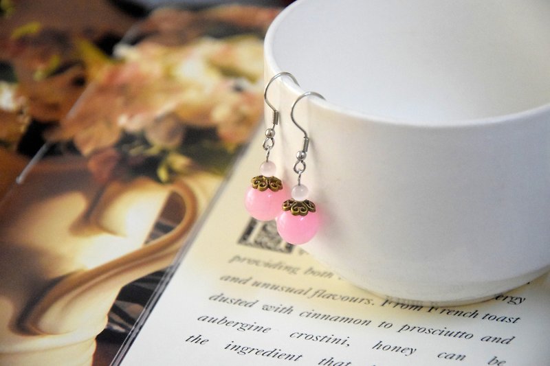 Cute Pink Tang Yuan Handmade Earrings/Ear Clips - Earrings & Clip-ons - Other Materials 