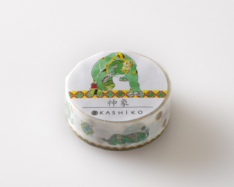 日本進口KASHIKO金澤九谷燒和紙膠帶 – 神象 / 山近泰繪 - 紙膠帶/和紙/PET - 紙 綠色