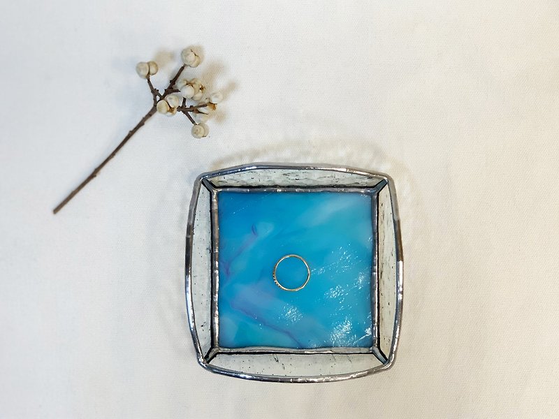 1つのブルー島|色付きの正方形のガラスの盛り合わせ - 置物 - ガラス 