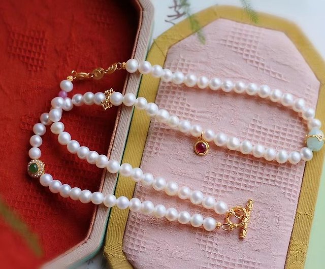 オリジナルの中国スタイルの天然淡水真珠のネックレス鎖骨チェーン - ショップ Sri Yantra ネックレス - Pinkoi