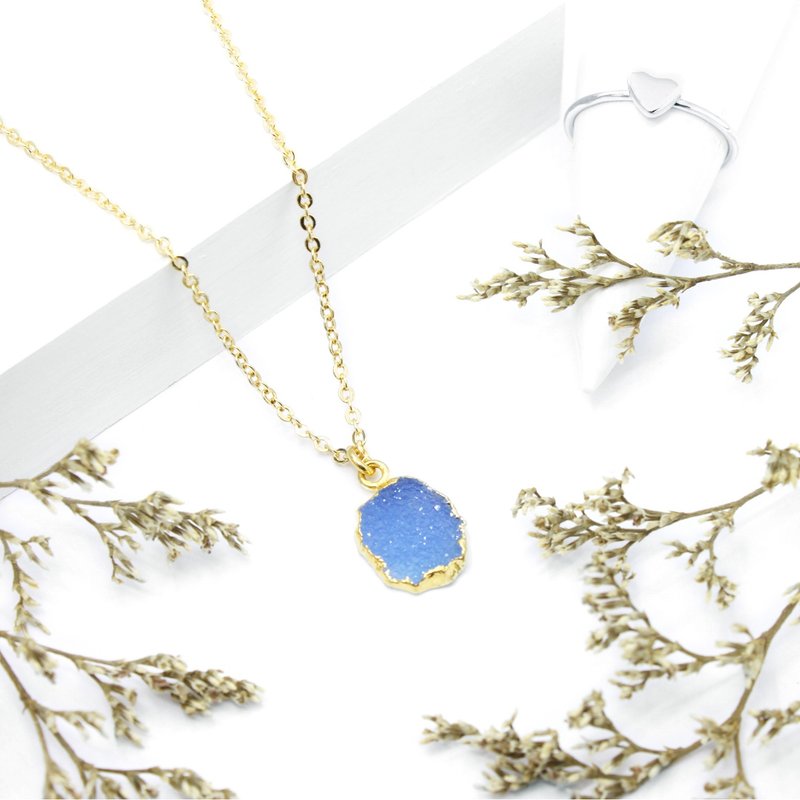 3:am 物語 － 海藍寶 銅頸鍊 Aquamarine Brass Necklace - 項鍊 - 寶石 藍色