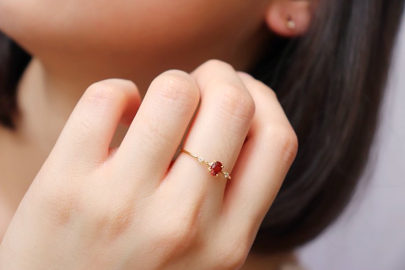 [Hua Lin a kari series] K18 Burmese ruby and diamond embellishment - General Rings - Precious Metals Gold