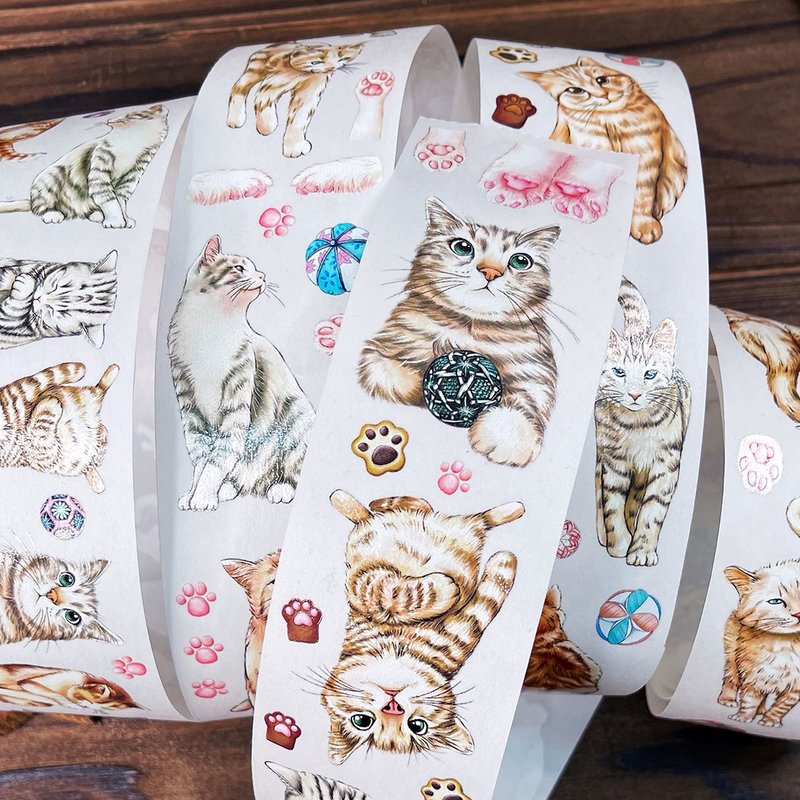 Cat Daily・Cat Paws/WASHI/Glossy/Matt PET Masking Tape - มาสกิ้งเทป - กระดาษ 