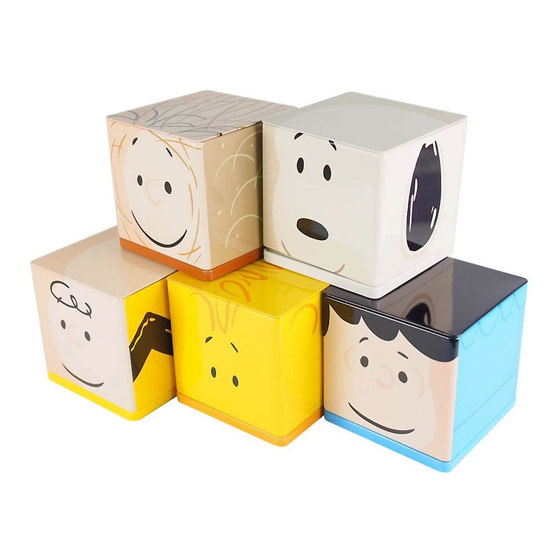 Snoopy tin storage box five groups together - ของวางตกแต่ง - วัสดุอื่นๆ 