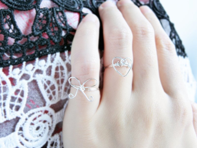 【小愛心】編織戒指 - 戒指 - 其他金屬 銀色
