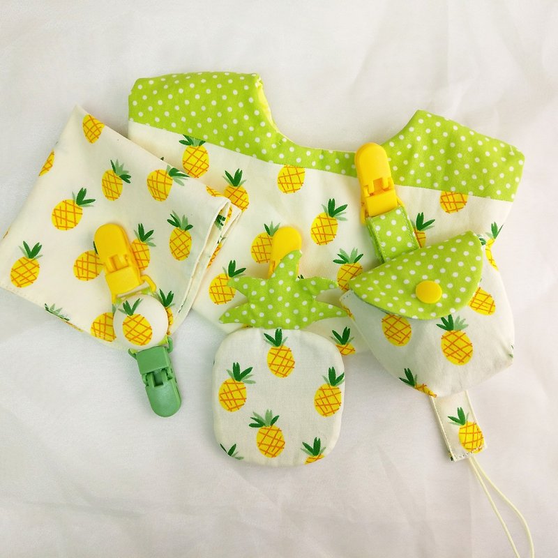 Can embroider names. Little pineapple. 6 hand-made sets of Miyue. Can be bought alone - Baby Gift Sets - Cotton & Hemp Yellow