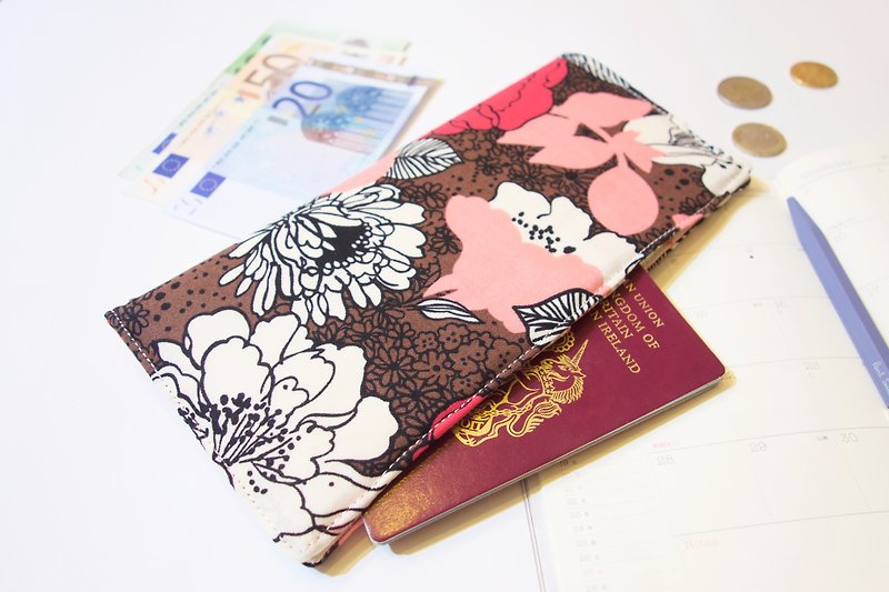 旅遊證件套 錢包 收納 - 護照套 - 棉．麻 粉紅色