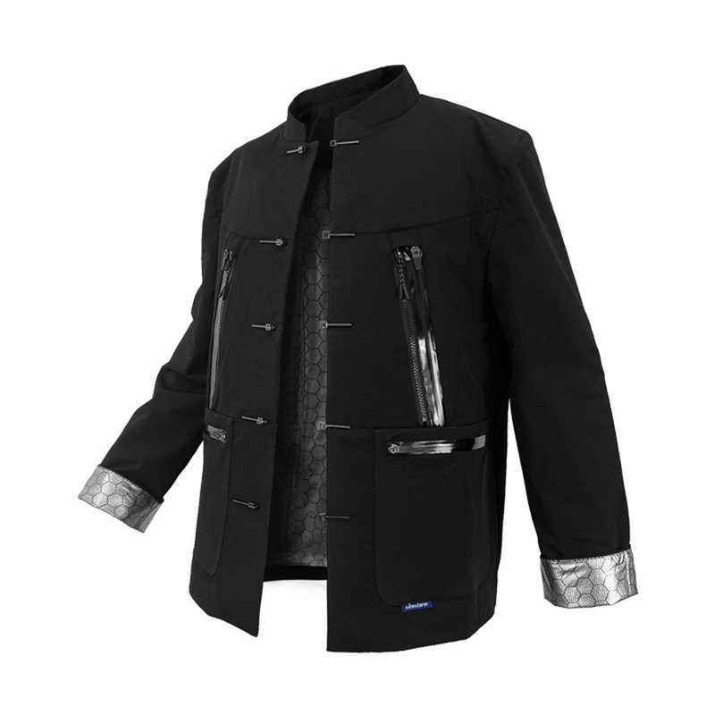 新中式先鋒結構中山裝機能口袋夾克防潑水國風唐裝外套techwear - 男夾克/外套 - 其他材質 黑色